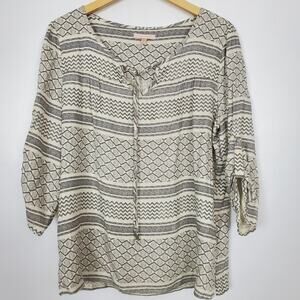 Skies are Blue abstract print rayon blouse size large